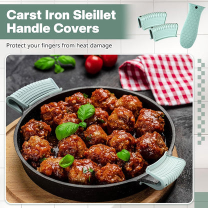 Patelai 8Pcs Silicone Cast Iron Handle Cover,Black