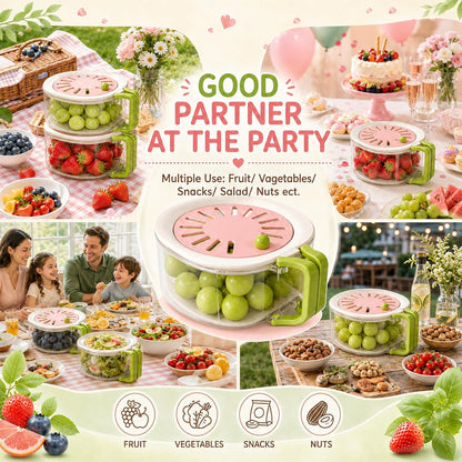 Fruit Vegetable Washing Bowl with Strainer and Lid, Multifunctional Portable Colander, Berry Lettuce Storage Container for Fridge Refrigerator Kitchen Organization, BPA‑Free Food‑Safe Drain Container