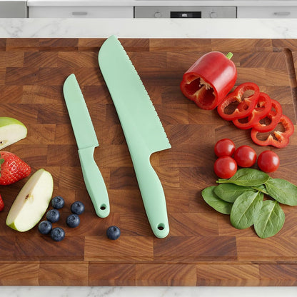 2Pcs Lettuce Knife Kitchen Cooking Plastic Knife Non-slip Nylon Knives 11-Inch and 8-Inch Serrated Salad Cutter Dishwasher Safe Kitchen Utensils for Vegetables Fruits Bread Cake Prevent Browning