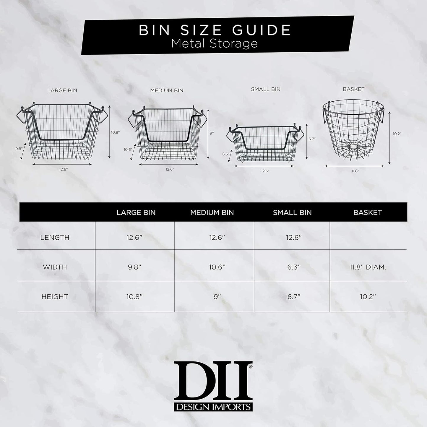 DII Metal Wire Mesh Stackable Utility Storage Bin, Small Round, 12x12x10", Bronze