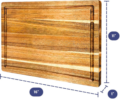Non-Toxic Acacia Wood Cutting Board, Mineral Oil & Plastic Free, 16x11 in