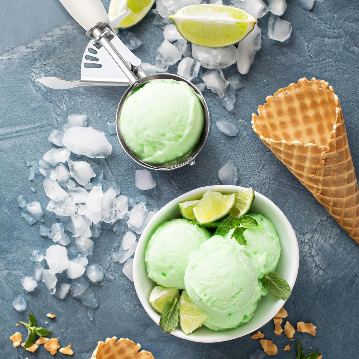 Reallnaive Ice Cream Scooper with Trigger, 4 oz, Gray