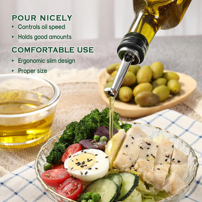 AOZITA 17oz Glass Olive Oil Bottle Dispenser - 500ml Green Oil and Vinegar Cruet with Pourers and Funnel - Olive Oil Carafe Decanter for Kitchen