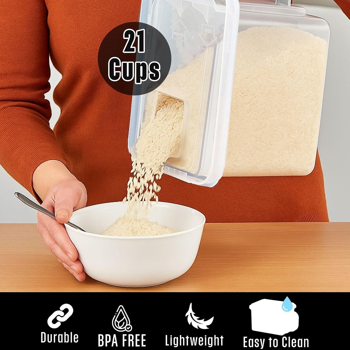 Buddeez Cereal Containers Storage - Airtight Food Storage Containers with Lids - BPA Free Plastic Food Dispenser 21 Cup White