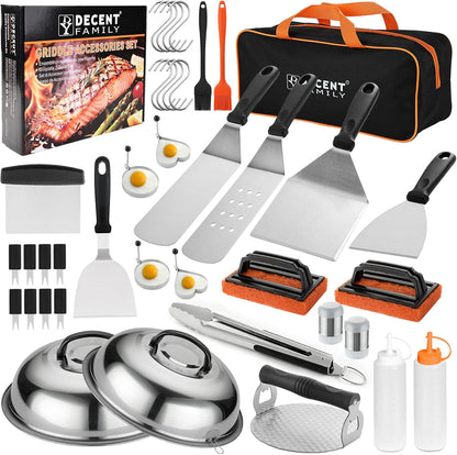 DY DECENT FAMILY 40PCS Griddle Accessories Kit, Flat Top Grill Accessories Set for Outdoor Barbecue. Griddle Accessories Set with Basting Cover, Spatula, Scraper, Burger Press, Tongs, Cleaning Kit