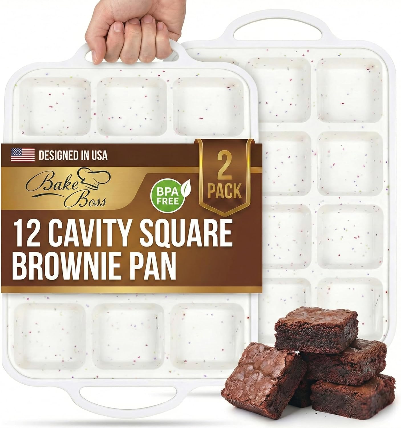 2-Pack Silicone Muffin Pan Set – Regular 12 Cup & Mini 24-Cup Silicone Muffin Pans for Baking – Nonstick Silicone Cupcake Pan with Metal-Reinforced Handles – BPA-Free, Dishwasher-Safe, Cream