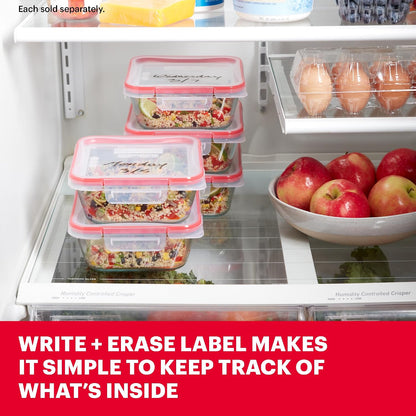 Pyrex Freshlock Glass Food Storage Container, Airtight & Leakproof Plastic Locking Lids, Freezer Dishwasher Microwave Safe, 8 Cup