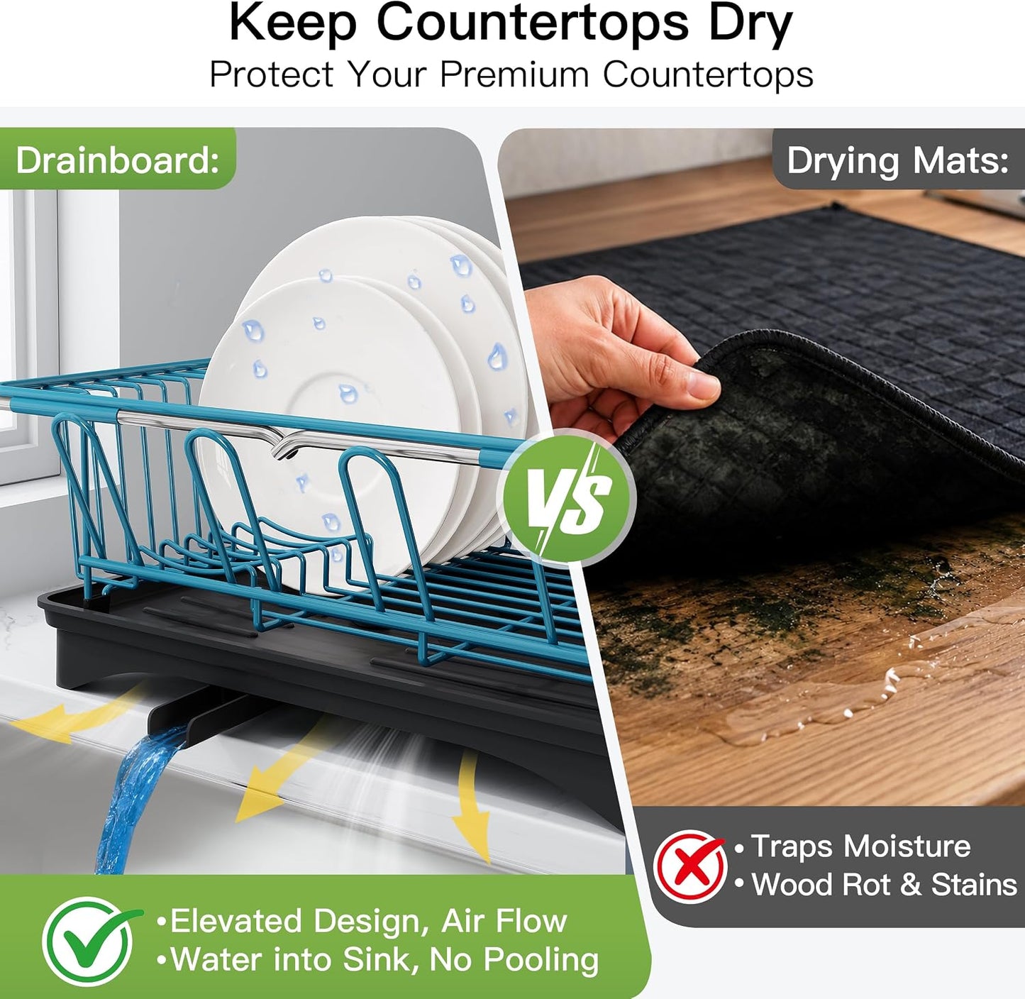 JASIWAY Dish Drying Rack in Sink, Dish Drainer with Cup and Utensil Holder