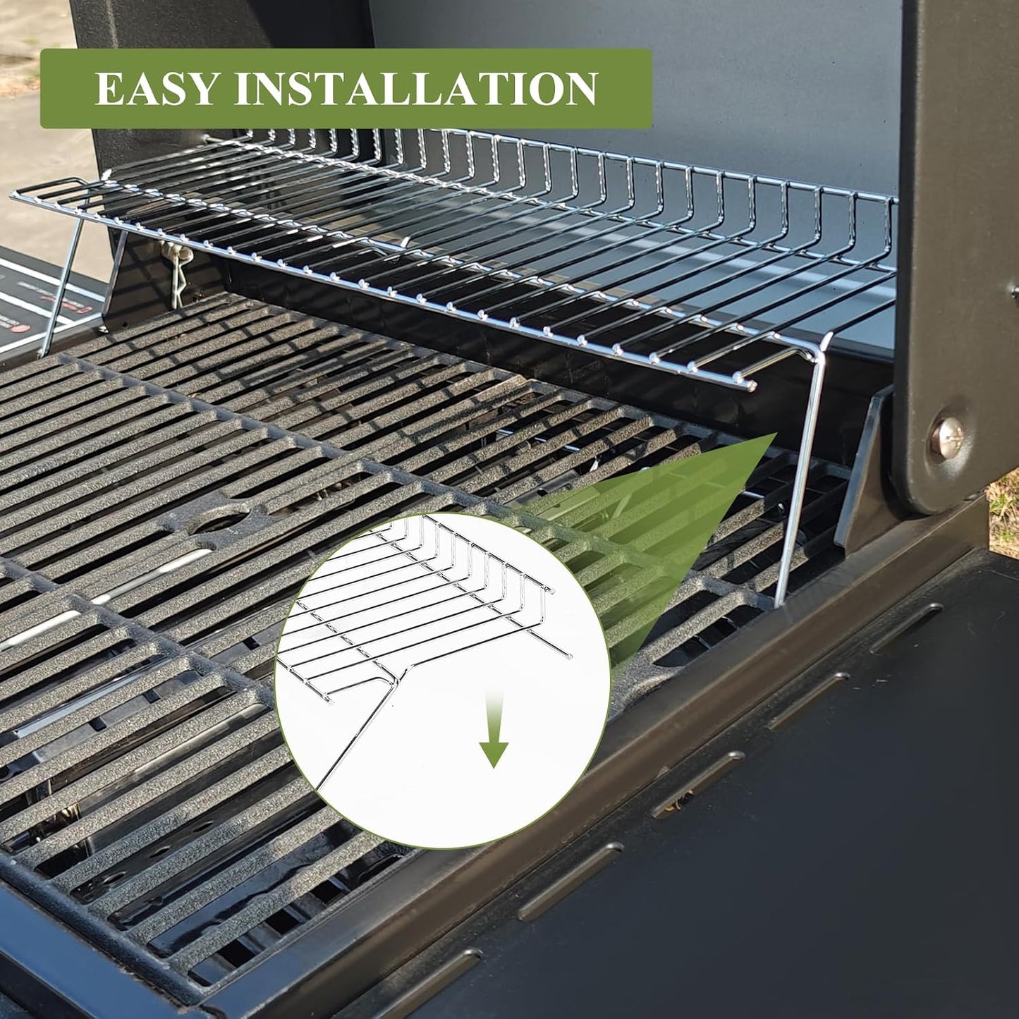 Utheer 2-Pack Griddle Warming Rack for Blackstone 28" Griddles, Stainless Steel Flat Top Grill Accessories | Reversible Rack Adds Prep Space, Foldable Clip-On Design Expands Cooking & Holding Area
