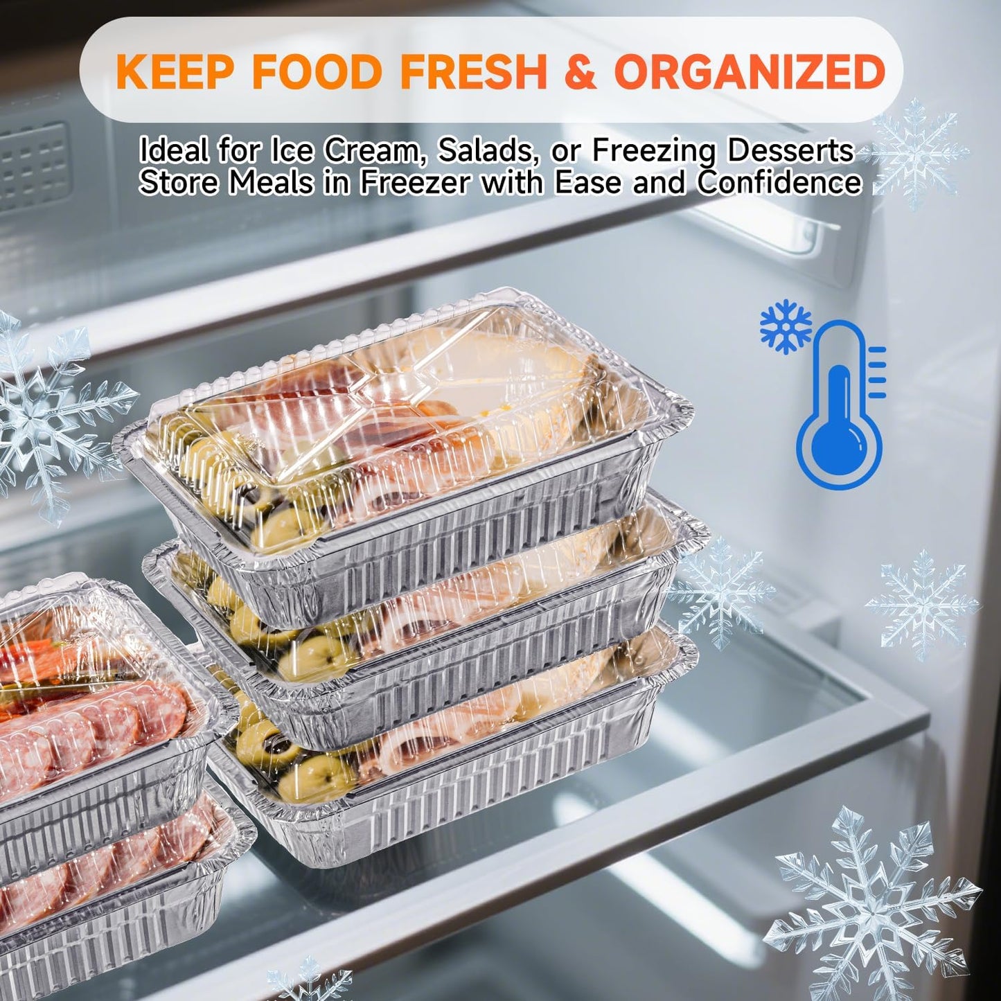 Aluminum Pans with Clear Lids - 50 Pack 2.25LB Capacity Disposable Pans with Plastic Dome Lids, 8.5”x6” Heavy Duty Tin Foil Pans for Cake Baking, Cooking, Heating, Storing, Prepping Food