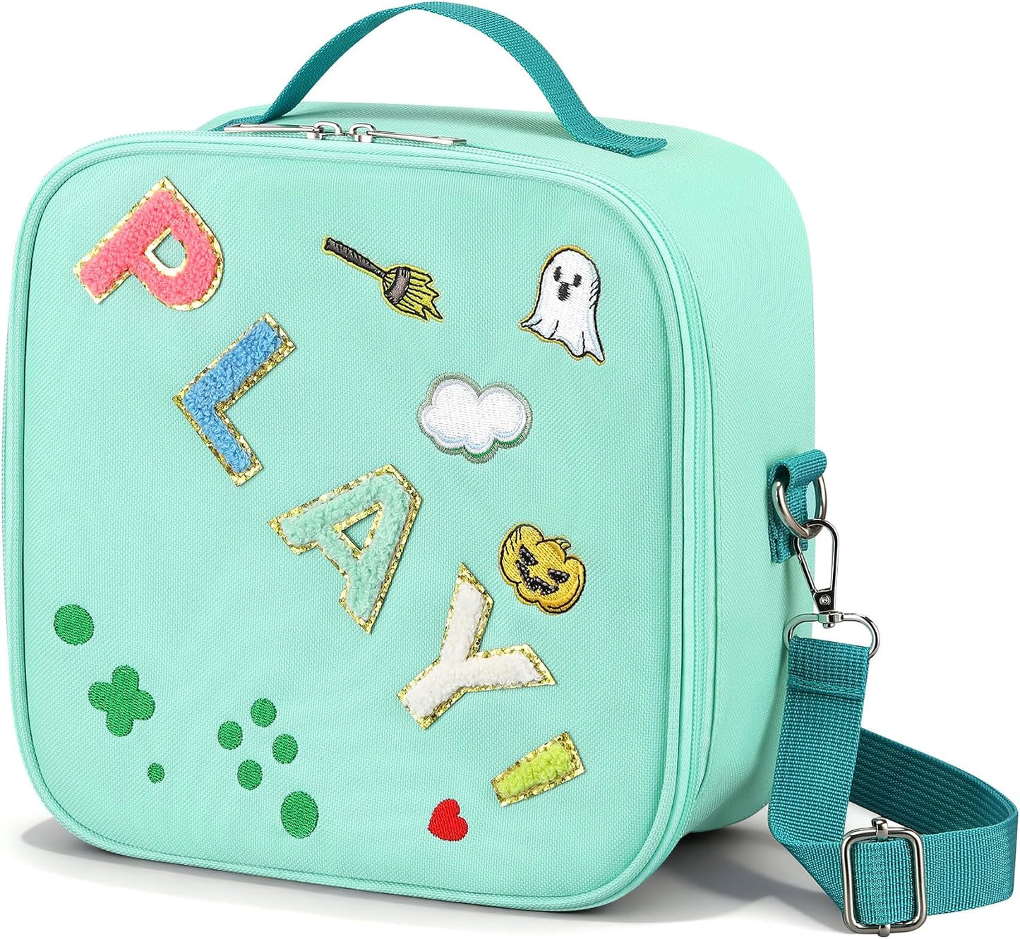 Kids Lunch Box for Kids Insulated Reusable Lunch Bag Tote Durable Children Leak-proof Lunchbox with Adjustable Shoulder Strap for School Daycare Travel Picnic (Navy - 3D Dinosaur)