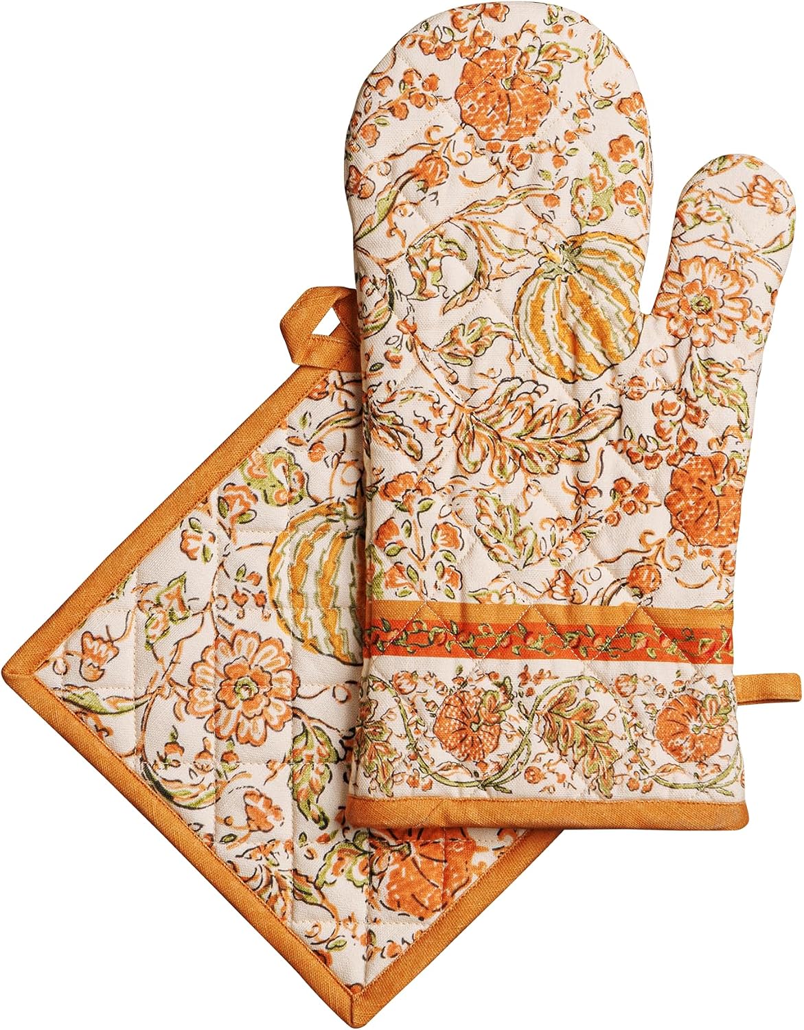 Maison d' Hermine 100% Cotton Oven Mitt & Pot Holder Set (7.5"x13" & 8"x8") - Colors C