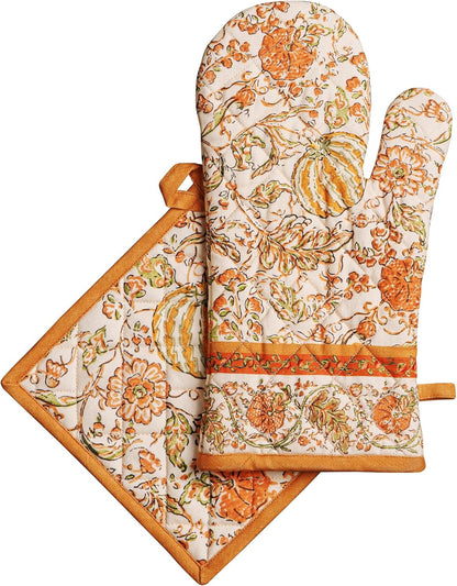 Maison d' Hermine 100% Cotton Oven Mitt & Pot Holder Set (7.5"x13" & 8"x8") - Colors C