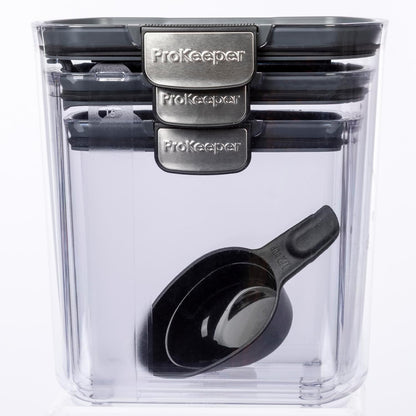 ProKeeper+ Airtight Food Storage Container Set – Clear Plastic Flour and Sugar Canister Set with Magnetic Accessories for Kitchen Organization (Grey, 9-Piece)