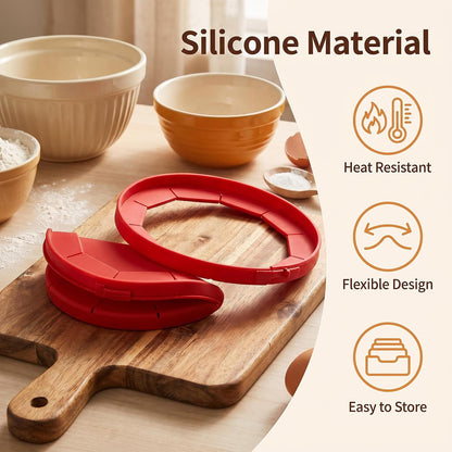 Silicone Pie Crust Shields (2-Pack), Adjustable Pie Protectors,2-Pack Adjustable Silicone Pie Crust Shield, Reusable Pie Crust Protector with insulated gloves, Pie Shield Pink.