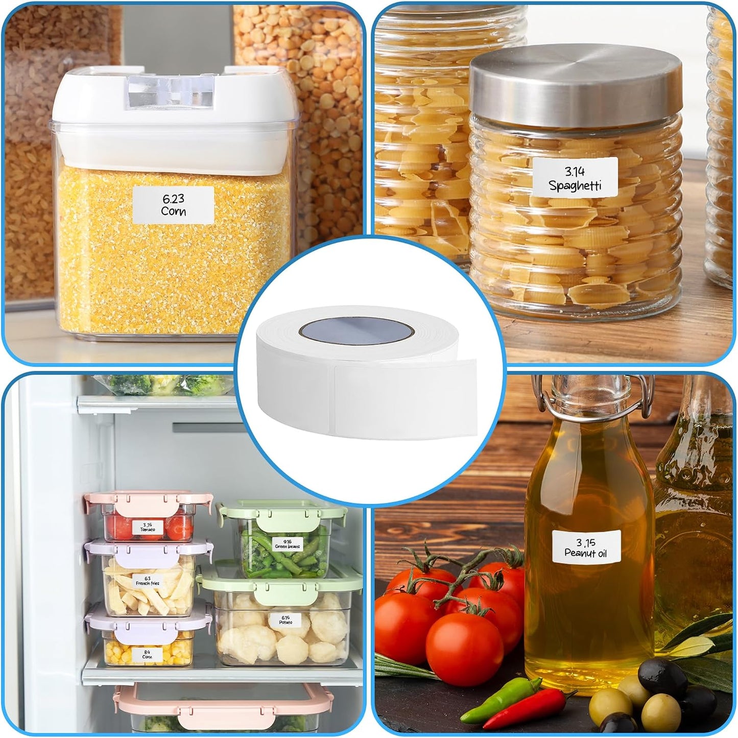 500 Pcs Freezer Labels, 1 x 3 Inch Refrigerator Food Label Stickers, No Residue, Easy Peel Off, Water & Oil Resistant, Labels for Food, Freezer Bags, Jars, and Containers