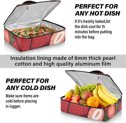 Casserole Carriers for Hot or Cold Food Reusable Casserole Dish Carrier Insulated Thermal Large Capacity Durable Perfect for Party Camping Family Gatherings Yellow Fish - Colors A