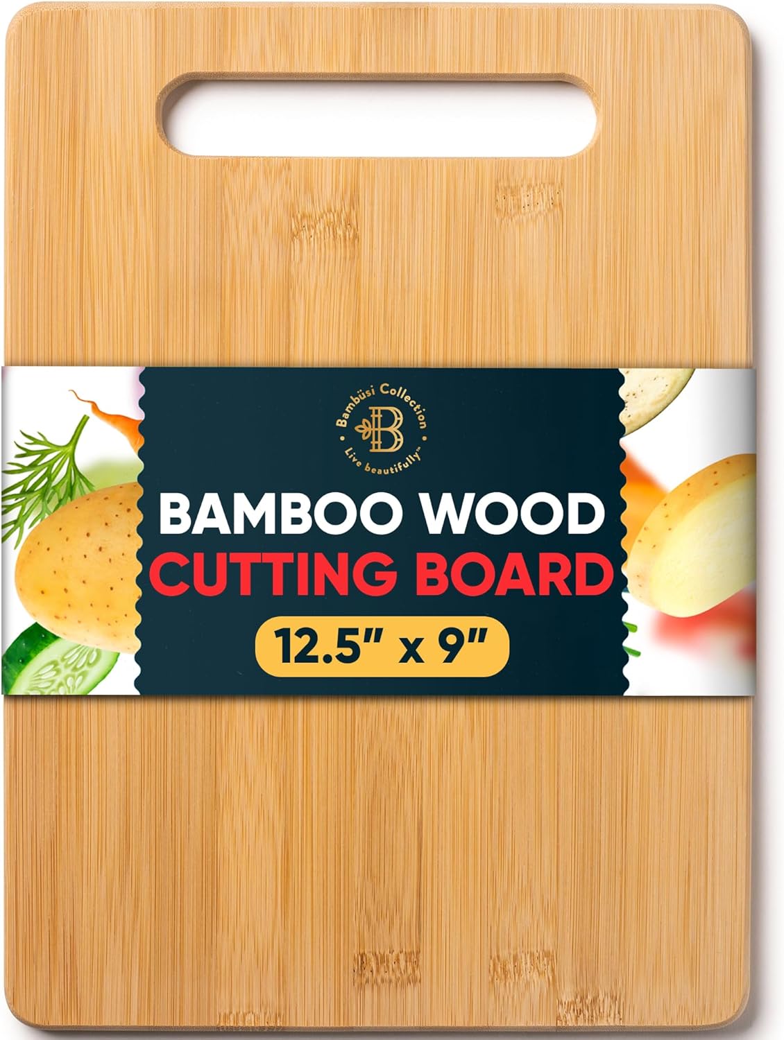 Bamboo Cutting Board Set for Kitchen - 3 Piece Reversible Wooden Cutting Boards, Wood Chopping Boards for Meat, Bread, Fruit, Cheese, Meal Prep, Wood Board and Charcuterie Serving Boards by Bambusi