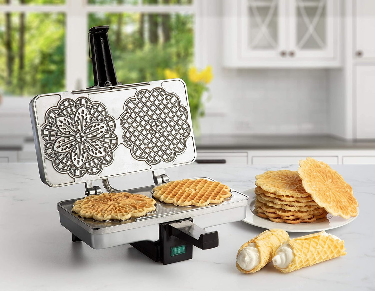 CucinaPro Pizzelle Maker, Non-Stick Electric Baker, Make Two 5-Inch Cookies