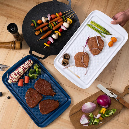 LEHAHA Grilling Prep and Serve Trays, BBQ Serving Platter, Melamine Serving Trays for Food, Set of 2, Great Gift for Father's Day, BBQ Lovers, Prefect for Chrismas Festival and Everyday use.