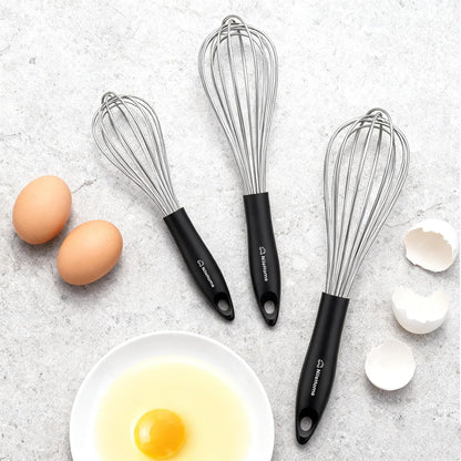 NileHome 3-Pack Stainless Steel Whisk Set, Kitchen Utensils for Cooking