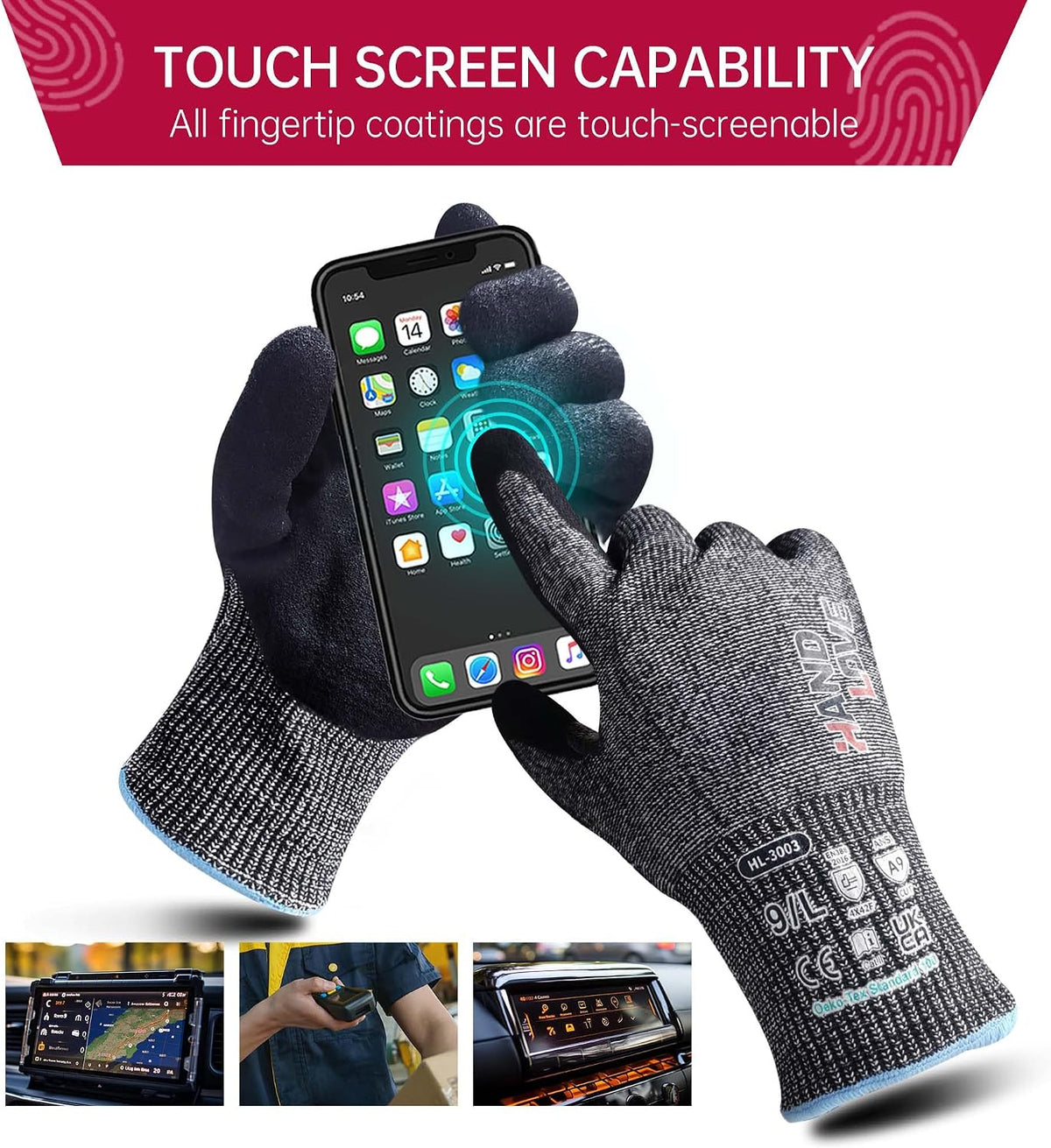 HandLove Cut Resistant Gloves – ANSI A9 Cut Proof Safety Work Gloves | Sandy Nitrile Anti-Slip, Touchscreen, Durable, PFAS Free | Wood Carving, Gardening, Glass Cutting, Car Repair – Yellow,1Pair,M