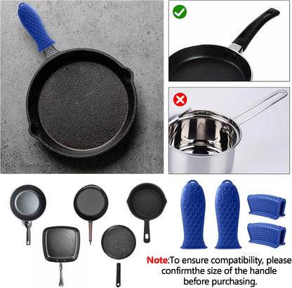 Bonsicoky 4 Pieces Silicone Hot Handle Holder Sleeve Set - Non-Slip, Heat Resistant Covers for Cast Iron Cookware - Perfect for Frying Pans, Casseroles, and Large Pots - Red