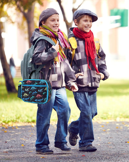 Bagseri Kids Lunch Bag Boys - Thermal Insulated Lunch Box Tote with Water Bottle Holder, Reusable Leak-Proof Kids Lunch Box for Daycare & School, Black Dinosaur (Containers Not Included)