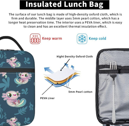 Black Cat Reusable Lunch Box Food Bag Insulated Lunch Bag for Teenage Boys Girls School Beach