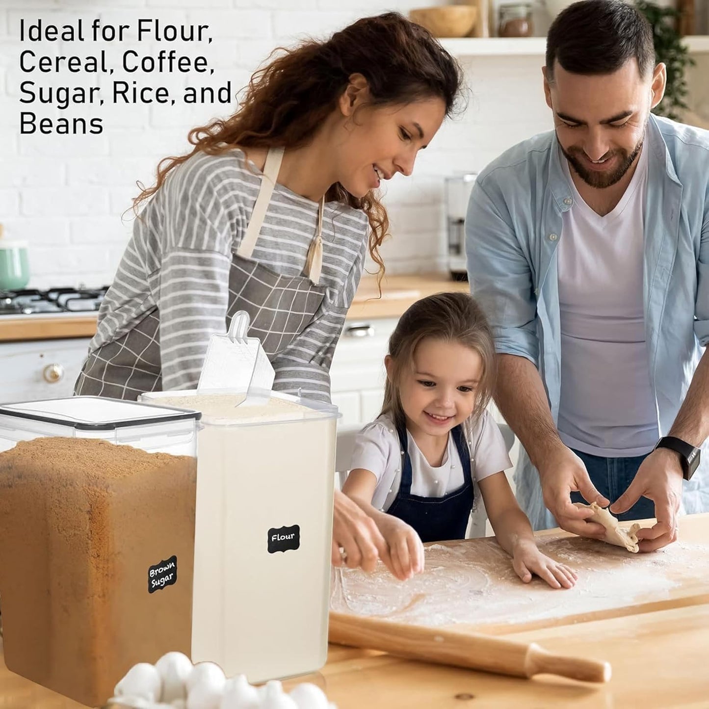 Flour Storage Container 2 PC [8.5L / 287 Oz] Extra Large Food Storage Containers with Lids - Airtight, Leak Proof, BPA-Free Plastic Flour Sugar Storage Containers - Bulk Storage for Kitchen & Pantry