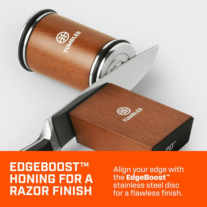 The Mini Tumbler Rolling Knife Sharpener™ + Carrying Case & Leather Strop