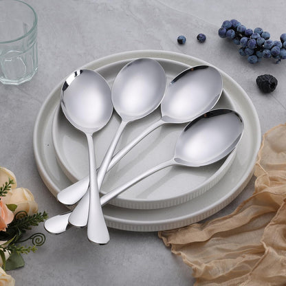 E-far Large Serving Spoons Set of 4, Stainless Steel Serving Utensils Set