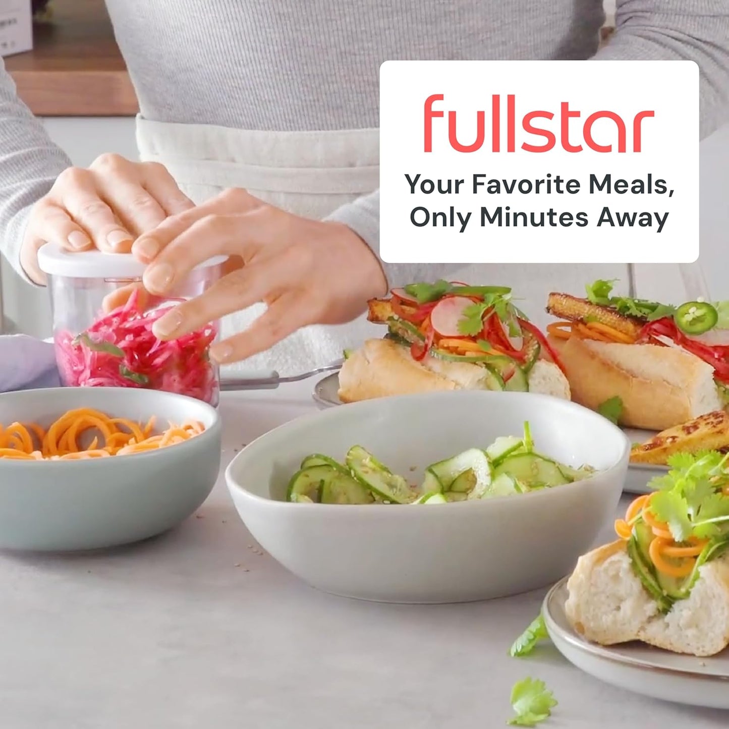 Fullstar Mandoline Slicer Spiralizer & Vegetable Slicer, Zucchini Noodle Maker, Onion & Food Chopper, Veggie Spiral Cutter & Grater (8 in 1)