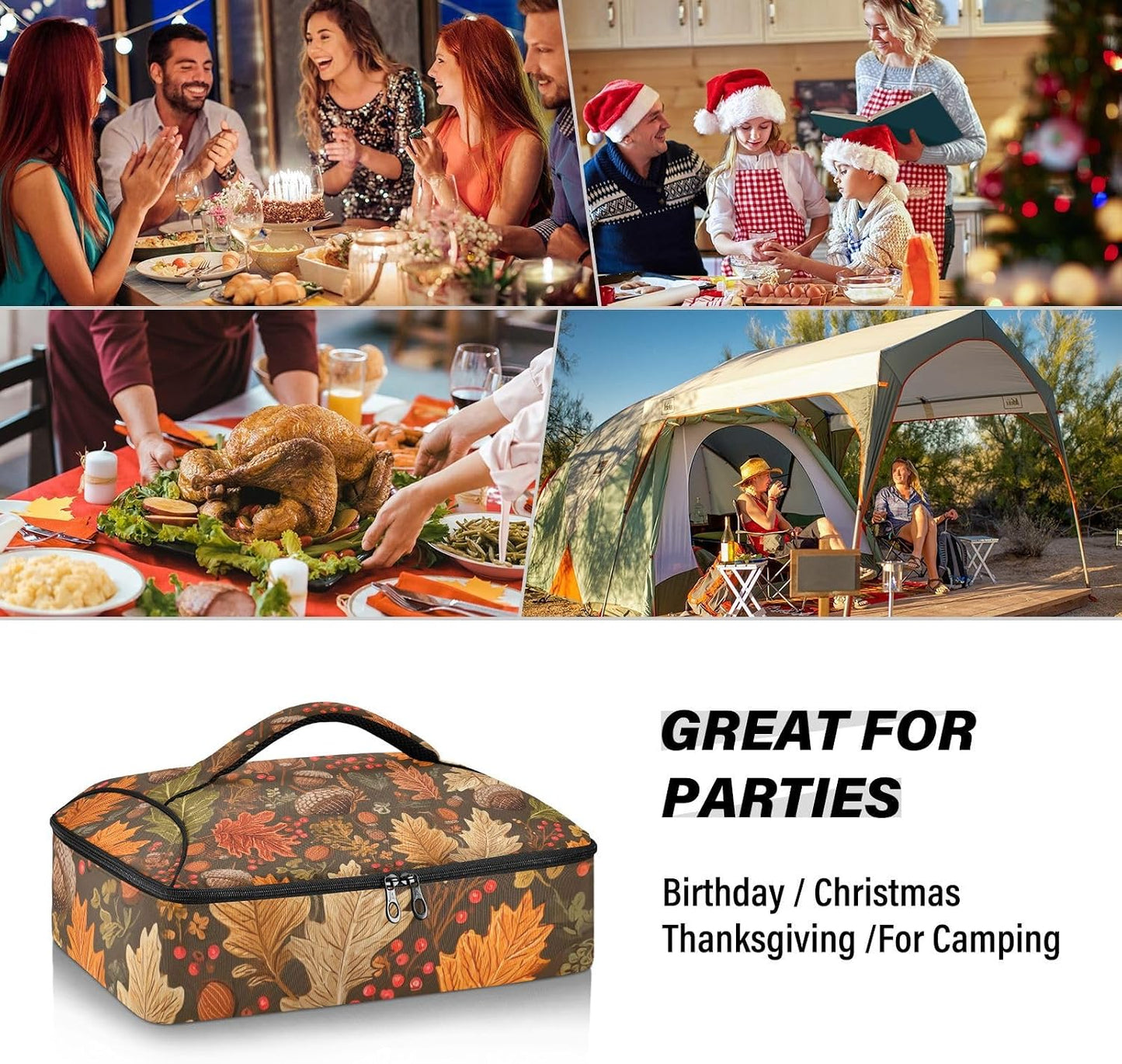 Casserole Carriers for Hot or Cold Food Reusable Casserole Dish Carrier Insulated Thermal Large Capacity Durable Perfect for Party Camping Family Gatherings Yellow Fish - Colors A