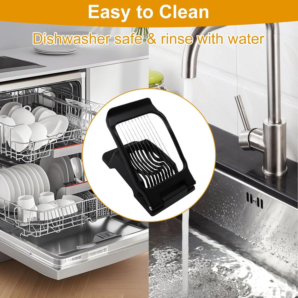Egg Slicer for Hard Boiled Eggs, Food Slicer with 14 Stainless Steel Wires, Heavy Duty Hard Boiled Egg Cutter, Spam Slicer for Soft Fruit Strawberry Luncheon Meat Home Use (1Pcs, Yellow)