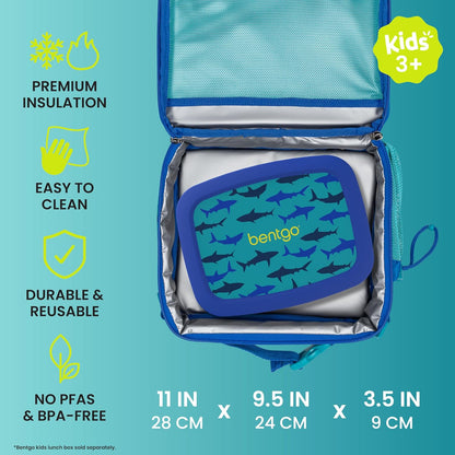 Bentgo Kids Lunch Bag - Durable, Double-Insulated Lunch Bag for Kids 3+; Holds Lunch Box, Water Bottle, & Snacks; Easy-Clean Water-Resistant Fabric & Multiple Zippered Pockets (Mermaid)