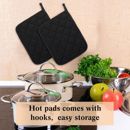 Hoolerry 7''x 9'' Sublimation Pot Holders with Pocket, Black