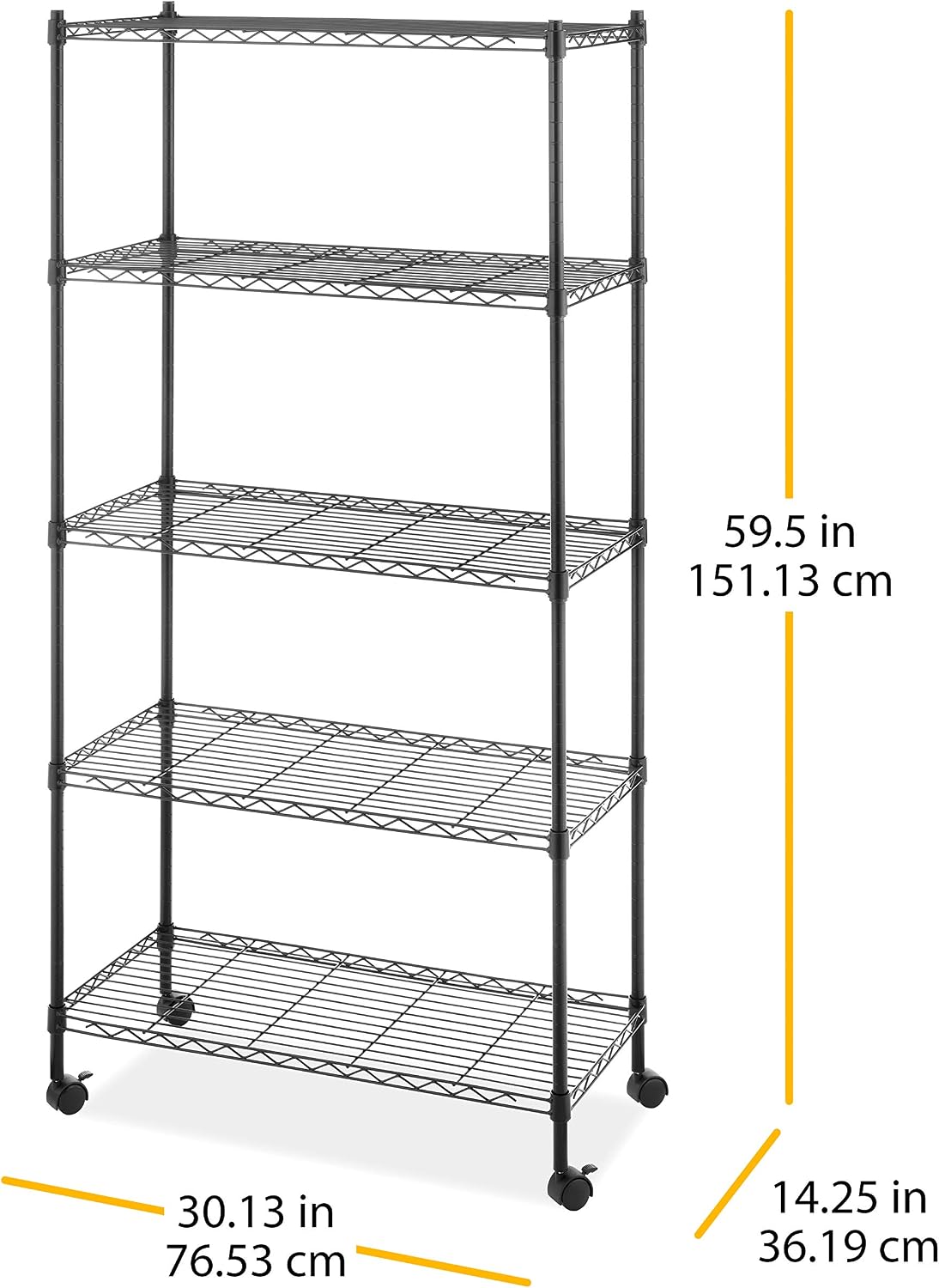 Whitmor 2-Wire Shelving Unit, Metal Storage Shelves, Stacking Shelf with Basket, Easy Assembly Home Organizer for Pantry, Kitchen, Garage, Plant