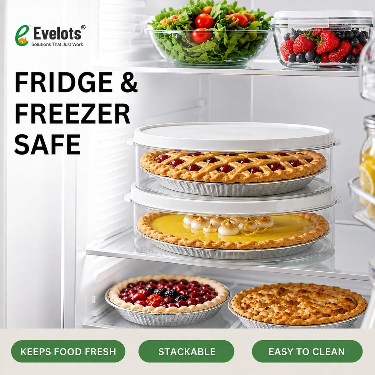 Evelots Pie Container with Lid, 11-Inch, Clear, BPA-Free
