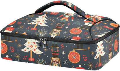 Casserole Carrier Insulated Yellow Lemon Blue Bows Dish 9x13 with Lid Party Travel Warmer Bag for Hot or Cold Food Lasagna Pizza Holder Tote - Colors B