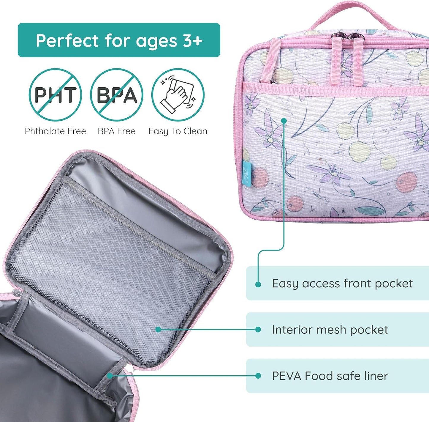 Wildkin Kids Insulated Lunch Box, Keeps Food Hot or Cold, BPA-Free with Mesh Pockets & Easy-Clean Lining – Ideal for School, Travel & Daycare – Holographic