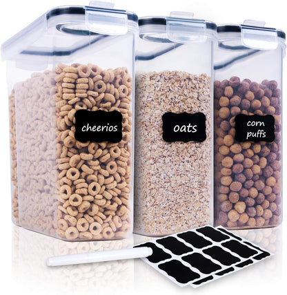 FOOYOO Cereal Containers Storage Set - 4 Piece Airtight Large Food Storage Containers(135.2oz), BPA Free Dispenser Plastic Cereal Storage Containers