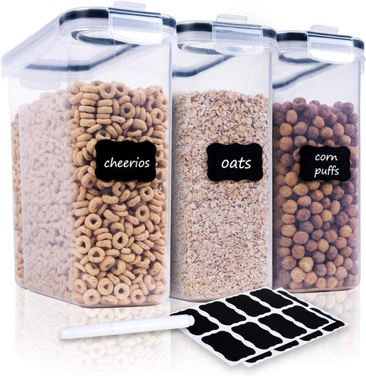 FOOYOO Cereal Containers Storage Set - 4 Piece Airtight Large Food Storage Containers(135.2oz), BPA Free Dispenser Plastic Cereal Storage Containers