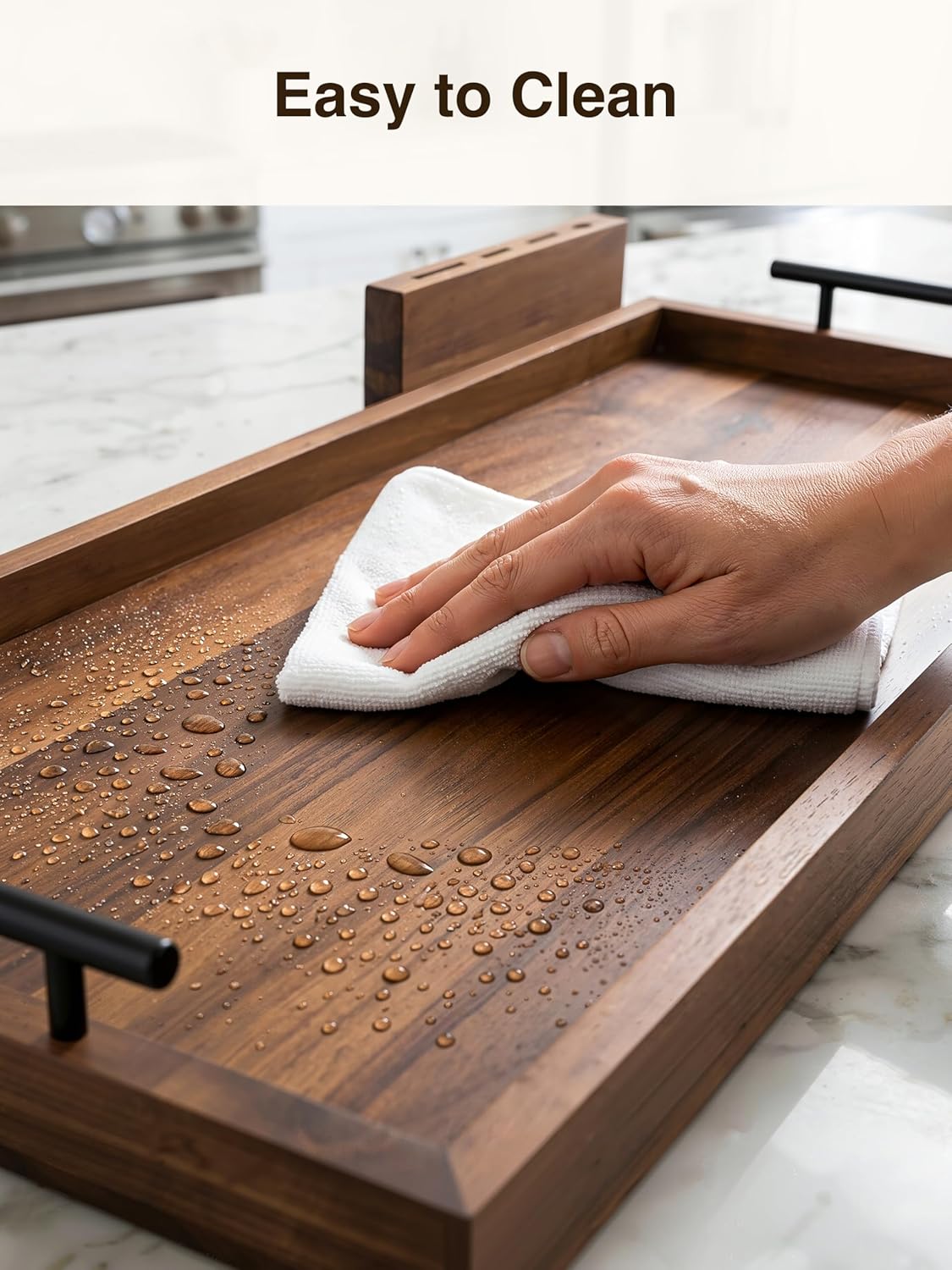 TIDITA Acacia Large Charcuterie Boards for Party with Cheese Knife Set of 4 – Acacia Wood Serving Tray with Handles, Long Charcuterie Board, Wooden Cheese Board (Walnut Color, 30 Inch)