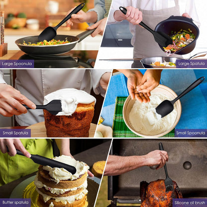 Silicone Spatula Set, 6PCS Heat Resistant Spatulas for Cooking, Food Grade Silicone Rubber Spatula Set for Baking, Non Stick Dishwasher Safe BPA-Free