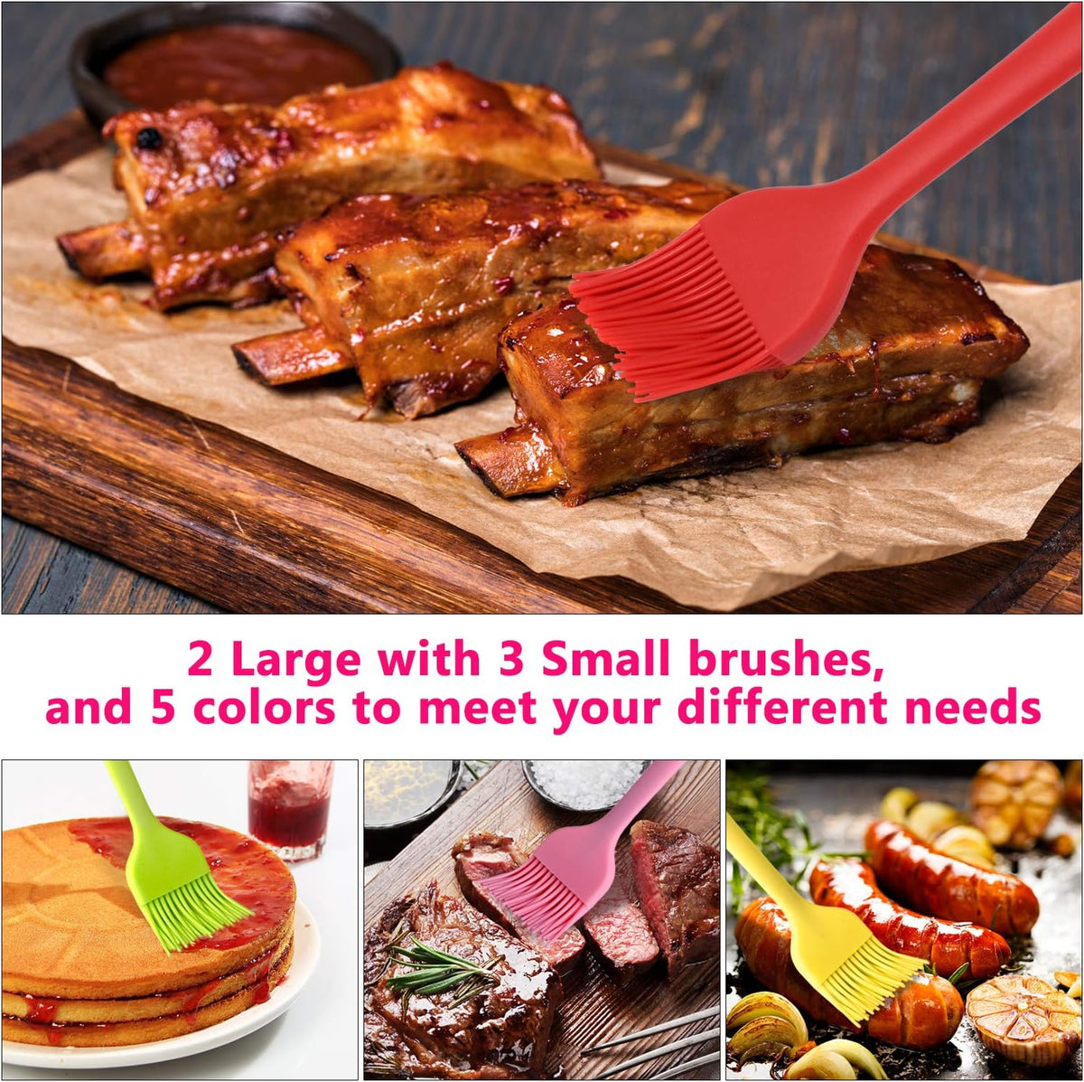 Hhyn Silicone Basting Pastry Brush Set 2 Pack