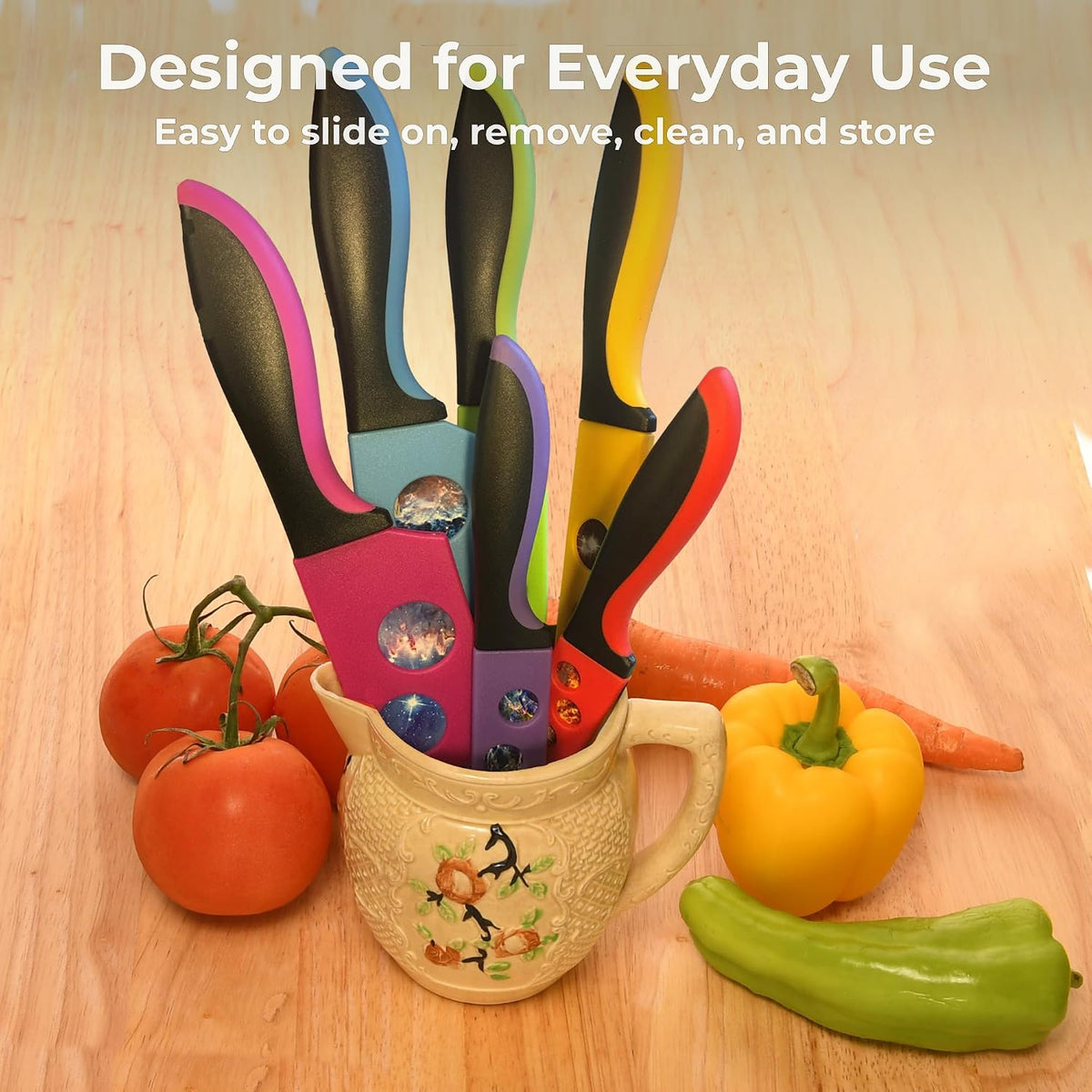 CHEF'S VISION Landscape BladeKeepers, 6 Color-Matched Knife Blade Covers