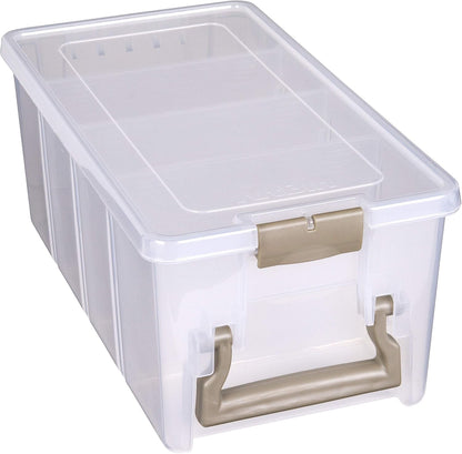 ArtBin Semi Satchel Portable Craft Organizer with 3 Dividers - Clear Plastic Storage Case for Art & Craft Supplies