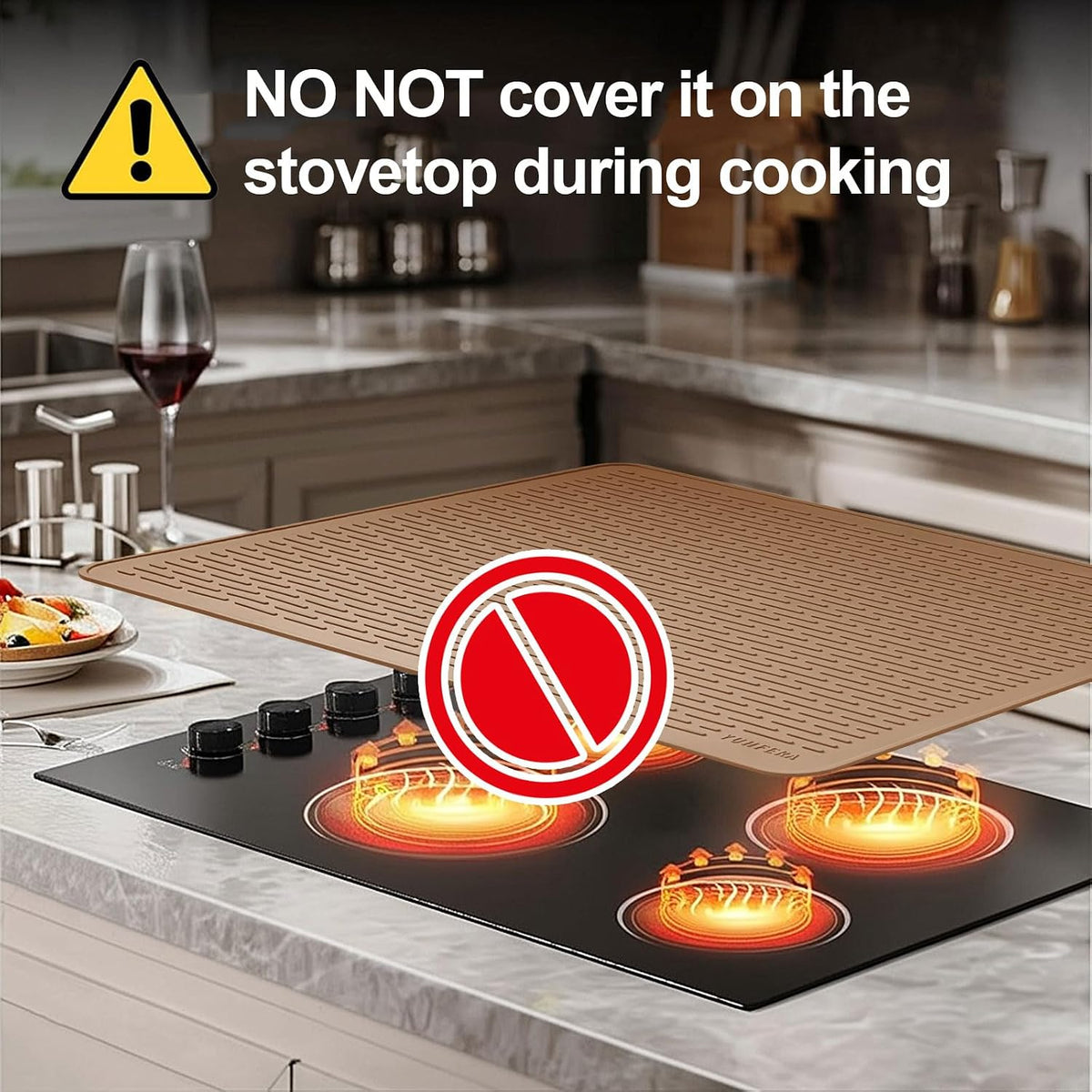 YUHFERA Stove Top Cover for Electric Stove - Silicone Stove Mat for Glass Top, Glass Cooktop Protector For Kitchen,Multi-functional Oven Covers for Electric Stove (Black,28 x 20)
