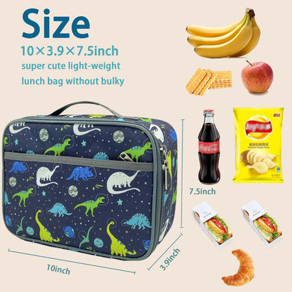 Kulle Space Lunch Box for Kids, Insulated Lunch Bag for Boys, Large Capacity Thermal Tote for School, Office, Daycare - Rocket Design, Washable & Leakproof